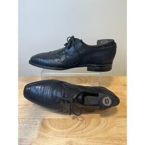 Mezlan Made in Spain Oxford Dress Shoes Genuine Lizard Black Leather Size 8M JL